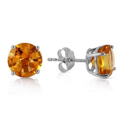 Genuine 3.1 ctw Citrine Earrings Jewelry 14KT White Gold - REF-23Y9F