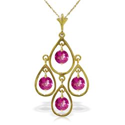 Genuine 1.20 ctw Pink Topaz Necklace Jewelry 14KT Yellow Gold - REF-31X2M