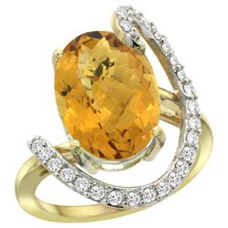 Natural 5.89 ctw Quartz & Diamond Engagement Ring 14K Yellow Gold - REF-89Y3X