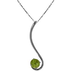 Genuine 0.55 ctw Peridot Necklace Jewelry 14KT White Gold - REF-26K2V