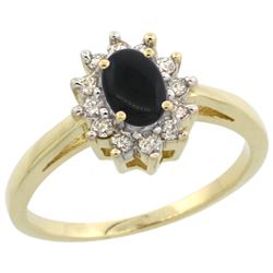 Natural 0.67 ctw Onyx & Diamond Engagement Ring 14K Yellow Gold - REF-47G7M