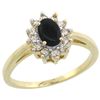 Image 1 : Natural 0.67 ctw Onyx & Diamond Engagement Ring 14K Yellow Gold - REF-47G7M