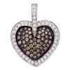 Image 1 : 1 CTW Cognac-brown Color Diamond Heart Cluster Pendant 14k White Gold - REF-87M2H