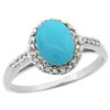 Image 1 : Natural 1.3 ctw Turquoise & Diamond Engagement Ring 14K White Gold - REF-33K8R