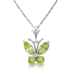 Genuine 0.60 ctw Peridot Necklace Jewelry 14KT White Gold - REF-23H5X