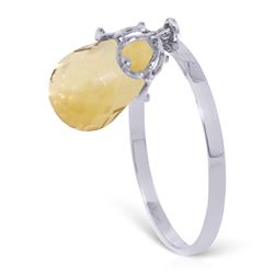 Genuine 3 ctw Citrine Ring Jewelry 14KT White Gold - REF-22V5W