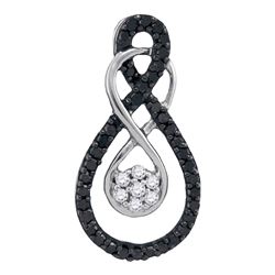 0.26 CTW Black Color Diamond Double Infinity Cluster Pendant 10KT White Gold - REF-13Y4X