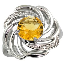 Natural 2.25 ctw citrine & Diamond Engagement Ring 14K White Gold - REF-57V8F