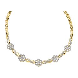 1.99 CTW Diamond Infinity Flower Cluster Necklace 14KT Yellow Gold - REF-389H9M