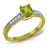 Image 1 : Genuine 0.65 ctw Peridot & Diamond Ring Jewelry 14KT Yellow Gold - REF-69Y6F