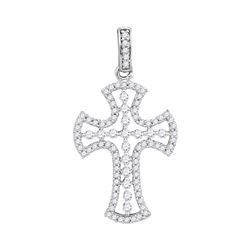 0.50 CTWPave-set Diamond Cross Pendant 10KT White Gold - REF-26Y9X