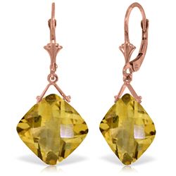 Genuine 17.5 ctw Citrine Earrings Jewelry 14KT Rose Gold - REF-39K3V