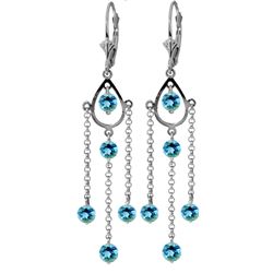 Genuine 3 ctw Blue Topaz Earrings Jewelry 14KT White Gold - REF-48Y9F