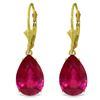 Image 1 : Genuine 10 ctw Ruby Earrings Jewelry 14KT Yellow Gold - REF-81F2Z