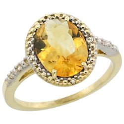 Natural 2.42 ctw Citrine & Diamond Engagement Ring 14K Yellow Gold - REF-34F7N