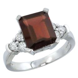 Natural 2.86 ctw garnet & Diamond Engagement Ring 10K White Gold - REF-54V7F