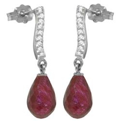 Genuine 6.88 ctw Ruby & Diamond Earrings Jewelry 14KT White Gold - REF-47A3K