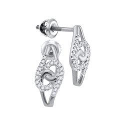 0.12 CTW Diamond Swirl Screwback Earrings 10KT White Gold - REF-14X9Y