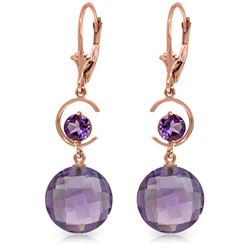 Genuine 11.60 ctw Amethyst Earrings Jewelry 14KT Rose Gold - REF-47W5Y