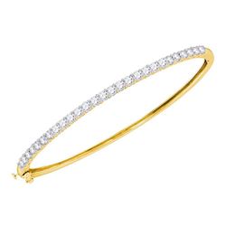 2 CTW Diamond Single Row Bangle Bracelet 14KT Yellow Gold - REF-194K9W