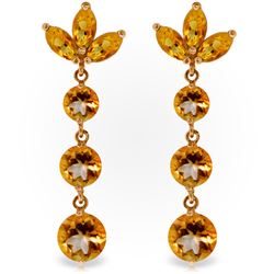 Genuine 8.7 ctw Citrine Earrings Jewelry 14KT Rose Gold - REF-53Z6N
