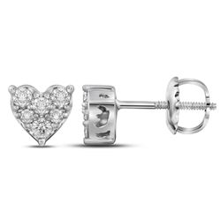0.35 CTW Diamond Heart Stud Earrings 14KT White Gold - REF-30H2M