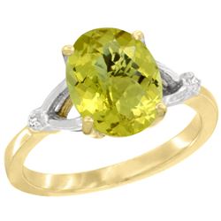 Natural 2.41 ctw Lemon-quartz & Diamond Engagement Ring 14K Yellow Gold - REF-33Z3Y