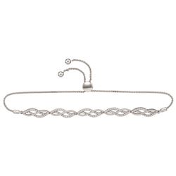 0.50 CTWDiamond Bolo Bracelet 10KT White Gold - REF-59M9H