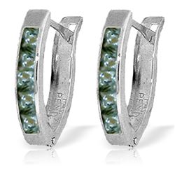 Genuine 1.30 ctw Green Sapphire Earrings Jewelry 14KT White Gold - REF-30V9W