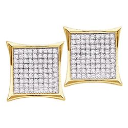 0.23 CTW Diamond Square Cluster Earrings 14KT Yellow Gold - REF-19W4K