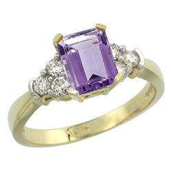 Natural 1.48 ctw amethyst & Diamond Engagement Ring 10K Yellow Gold - REF-43V3F