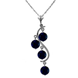 Genuine 2 ctw Sapphire Necklace Jewelry 14KT White Gold - REF-36Z9N