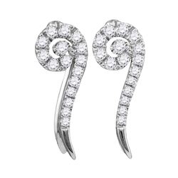 0.25 CTW Diamond Curled Vertical Stud Earrings 10KT White Gold - REF-22H4M