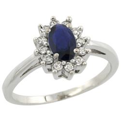 Natural 0.86 ctw blue-sapphire & Diamond Engagement Ring 14K White Gold - REF-30K9R