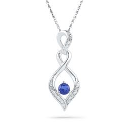 0.02 CTW Created Blue Sapphire Solitaire Pendant 10KT White Gold - REF-8K9W