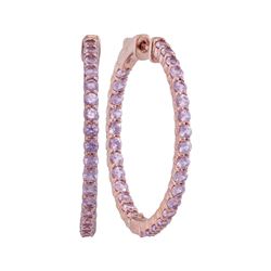 3.75 CTW Pink Sapphire In/Out Hoop Earrings 14KT Rose Gold - REF-97M4H