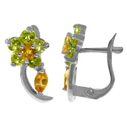 Genuine 1.72 ctw Citrine & Peridot Earrings Jewelry 14KT White Gold - REF-40V5W