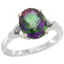 Natural 2.41 ctw Mystic-topaz & Diamond Engagement Ring 10K White Gold - REF-24G6M