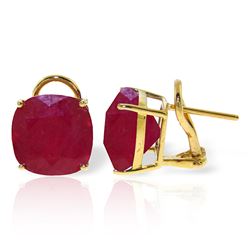 Genuine 13.5 ctw Ruby Earrings Jewelry 14KT Yellow Gold - REF-118X2M