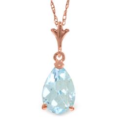 Genuine 1.50 ctw Aquamarine Necklace Jewelry 14KT Rose Gold - REF-23V8W