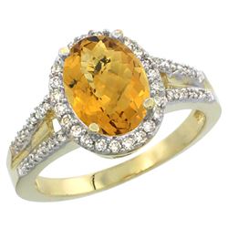 Natural 2.72 ctw whisky-quartz & Diamond Engagement Ring 14K Yellow Gold - REF-53G2M