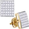 Image 1 : 1.47 CTW Princess Diamond Square Cluster Stud Earrings 14KT Yellow Gold - REF-104F9N