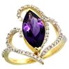 Image 1 : Natural 3.33 ctw Amethyst & Diamond Engagement Ring 14K Yellow Gold - REF-77G5M