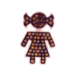 0.15 CTW Red Color Diamond Mom Girl Daughter Pendant 10KT Rose Gold - REF-16H4M