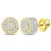 Image 1 : 0.70 CTWDiamond 3D Circle Cluster Stud Earrings 10KT Yellow Gold - REF-26N9F