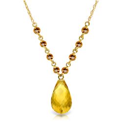 Genuine 11.50 ctw Citrine Necklace Jewelry 14KT Yellow Gold - REF-34N7R