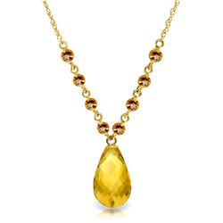 Genuine 11.50 ctw Citrine Necklace Jewelry 14KT Yellow Gold - REF-34N7R