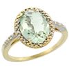 Image 1 : Natural 2.42 ctw Green-amethyst & Diamond Engagement Ring 14K Yellow Gold - REF-34X7A