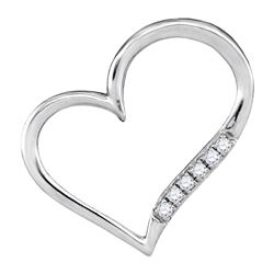 0.05 CTW Diamond Heart Outline Pendant 10KT White Gold - REF-7F4N