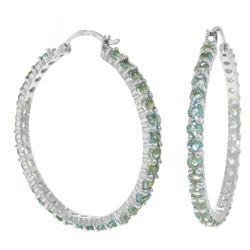 Genuine 6 ctw Blue Topaz Earrings Jewelry 14KT White Gold - REF-104K8V